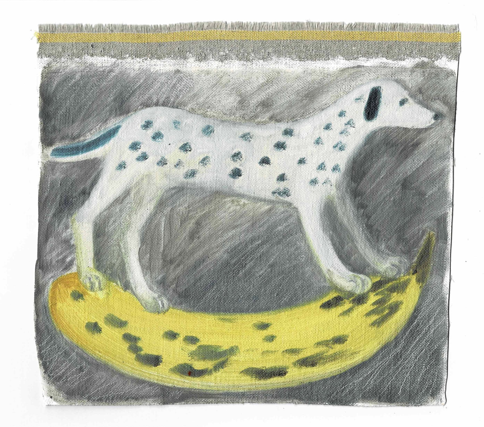 Maude Maris - Banane bascule, 2023 Oil on unstreched canvas 19 x 20 cm