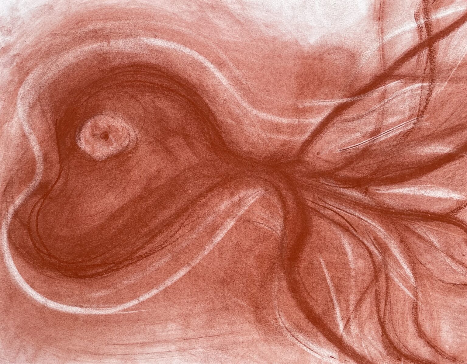 Chimère - 2023, sanguine sur papier 32 x 41 cm.